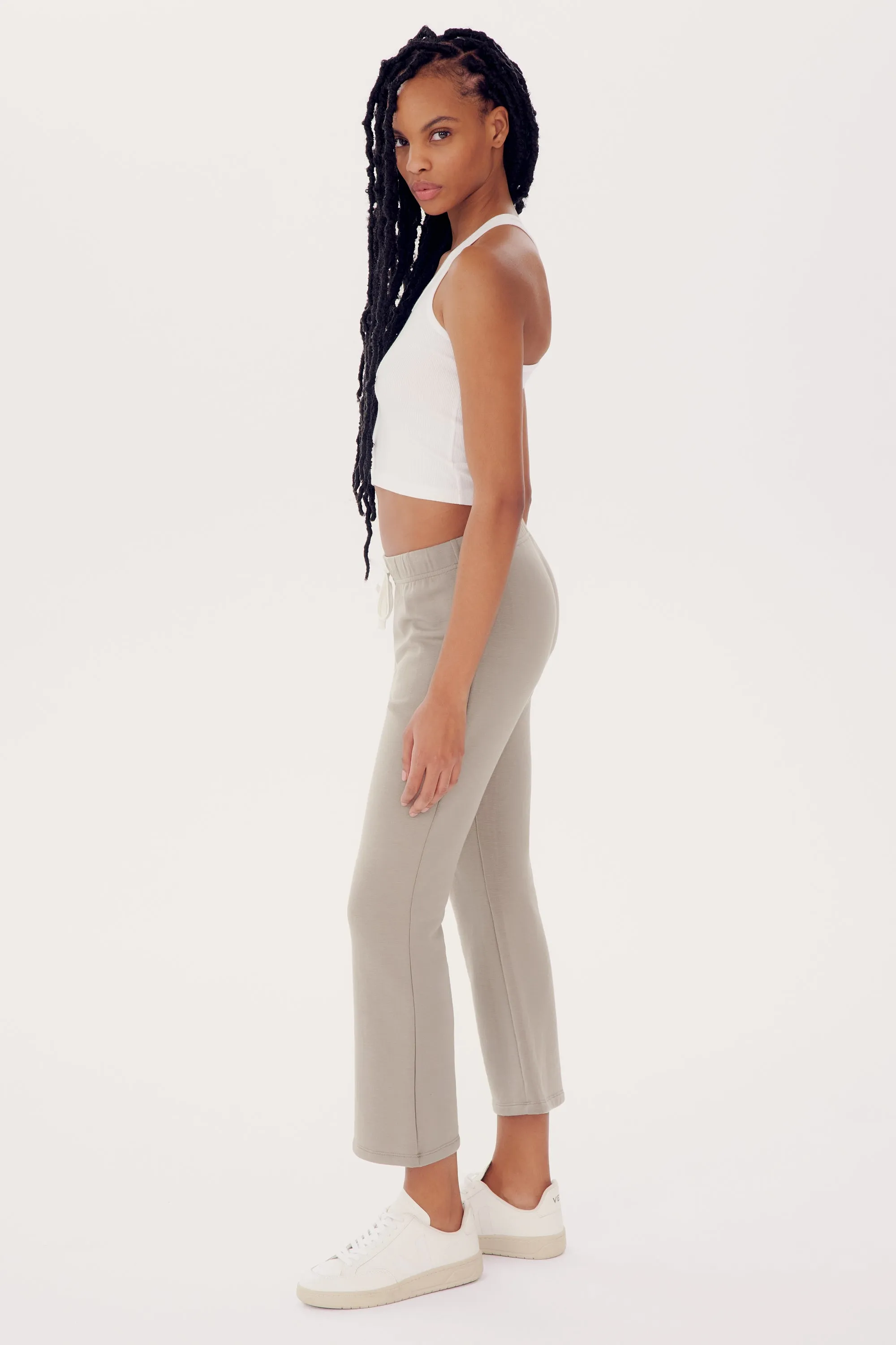 Brooks Fleece Cropped Flare - Latte