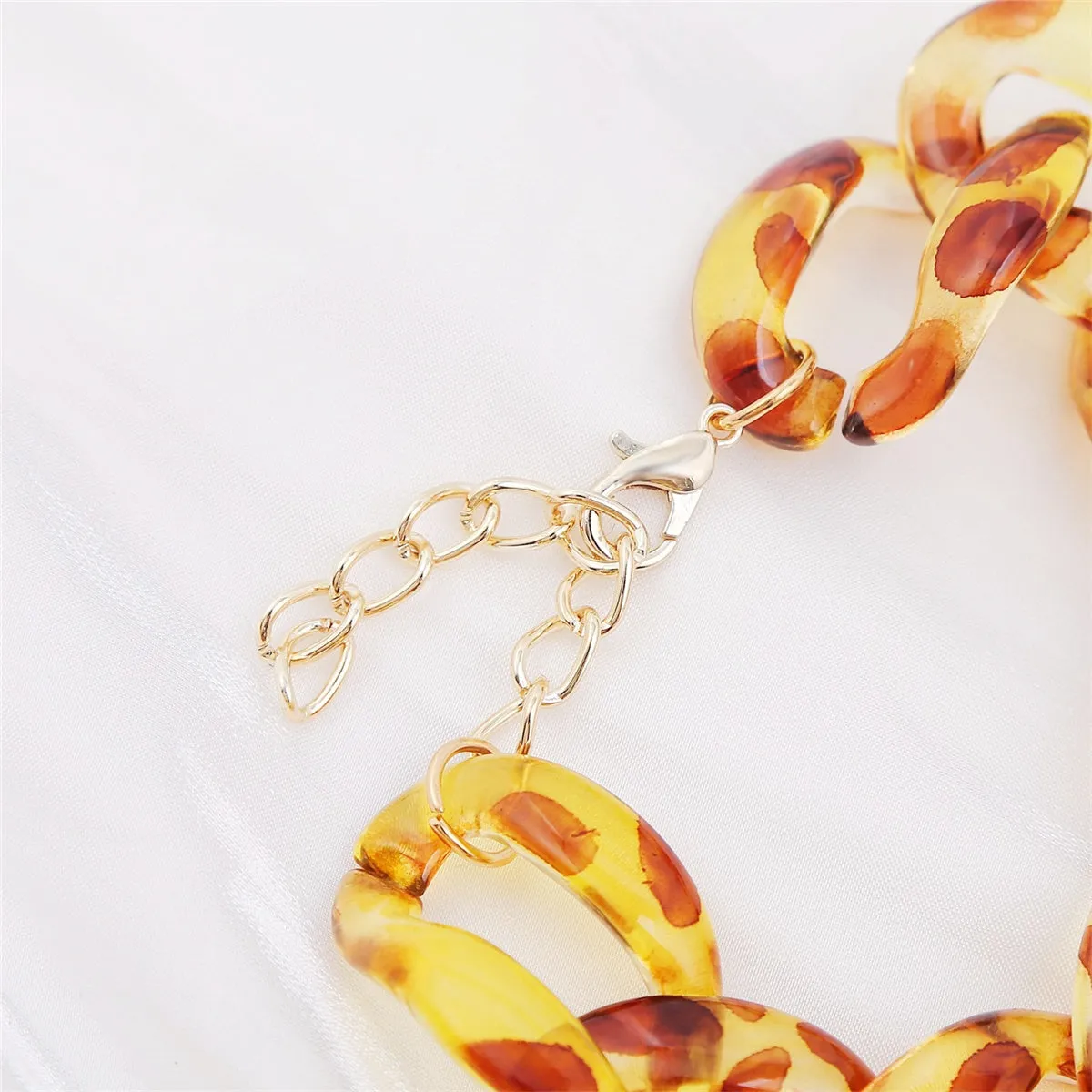 Brown Resin & 18K Gold-Plated Cable Chain Collar Necklace