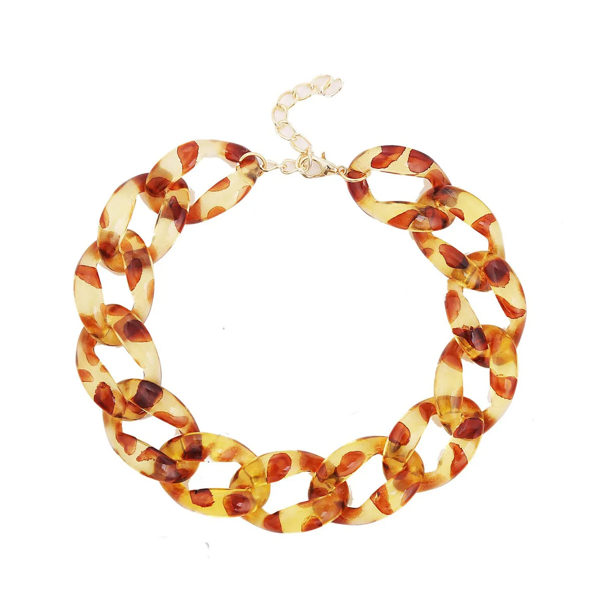Brown Resin & 18K Gold-Plated Cable Chain Collar Necklace