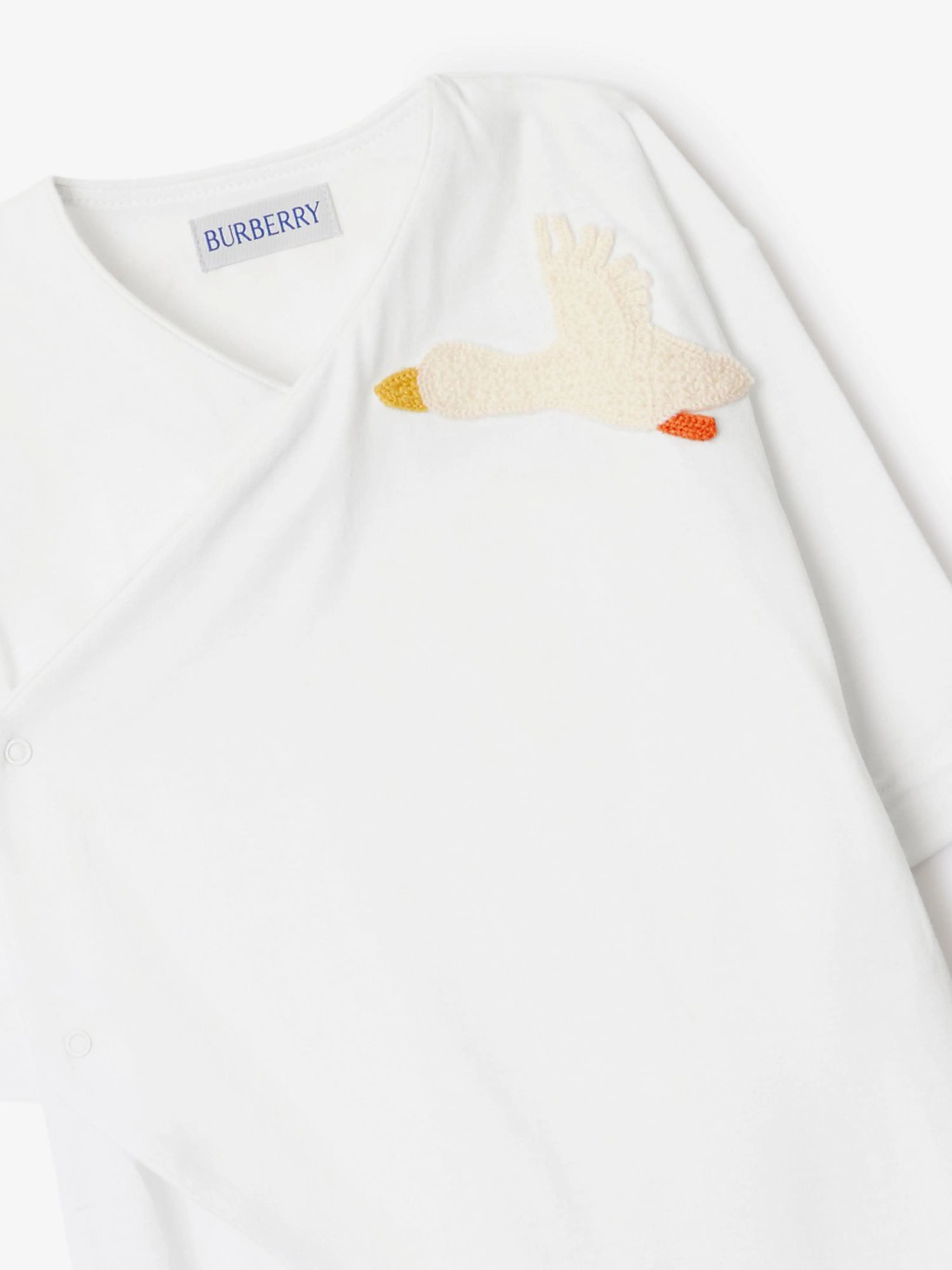 Burberry Baby Rizzo Duck Babygrow in White