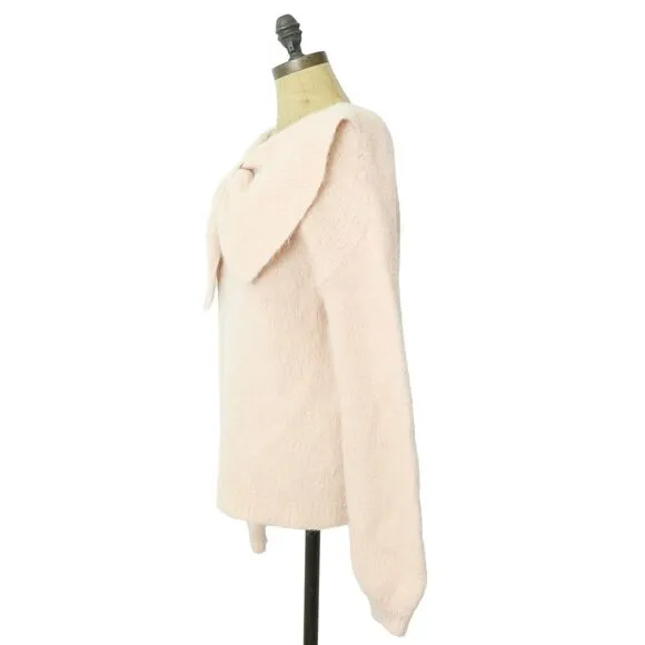 byTiMo Powder Pink Bow Sweater S Wool Blend Long Sleeve Fuzzy EUC B79