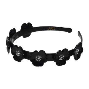 Camellia Crystal 1.5 cm Black Alice Band