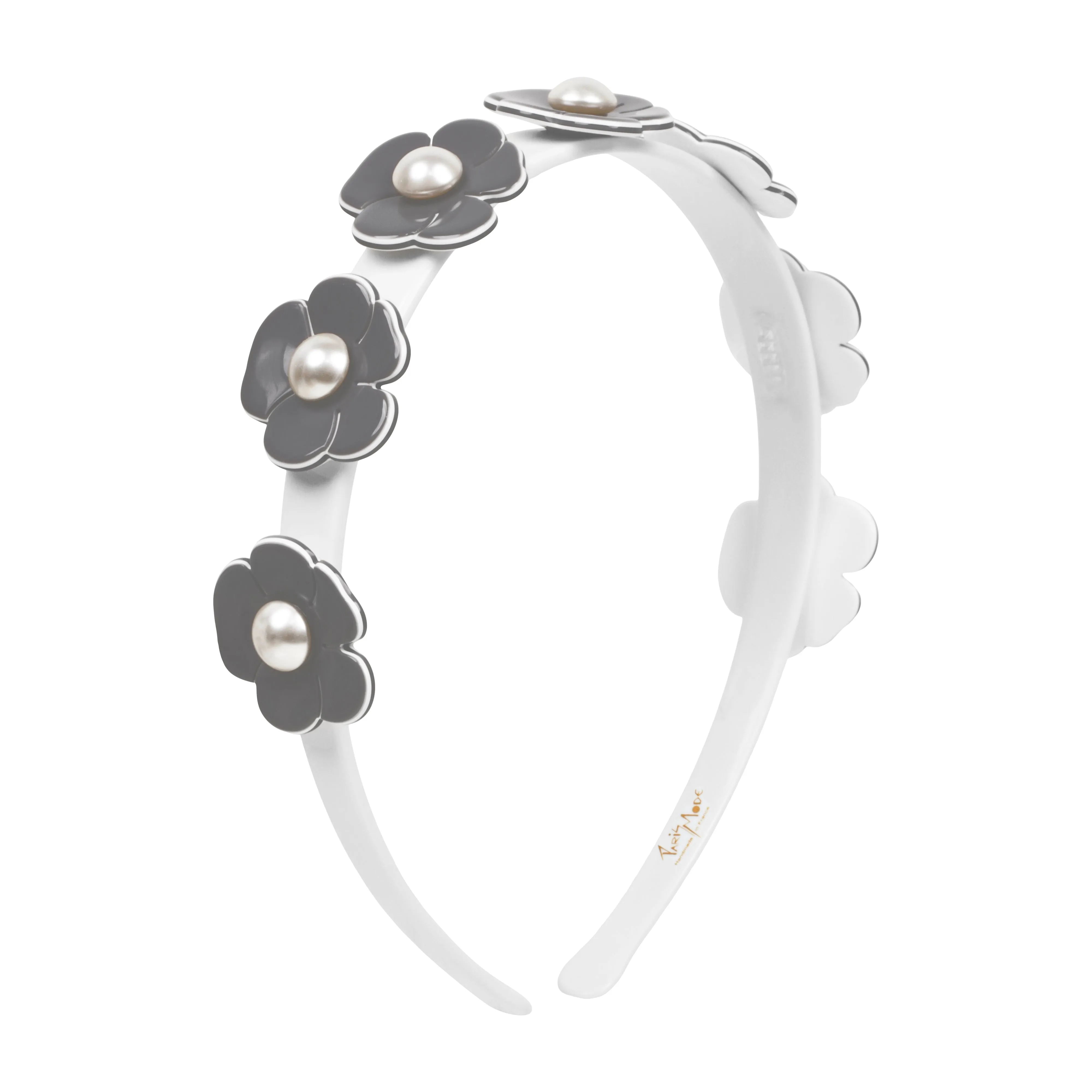 Camellia Pearl 1.5 cm Grey White Alice Band