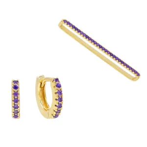 Cartilage Bar X Huggie Earring Combo Set