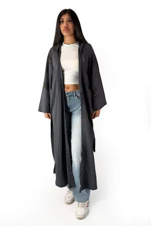 Charcoal Bella Butterfly Embroidered Cardigan