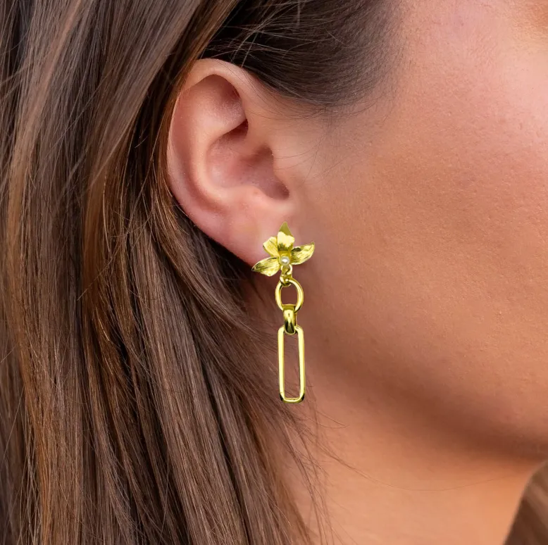 Charm Earrings- Floral Chain