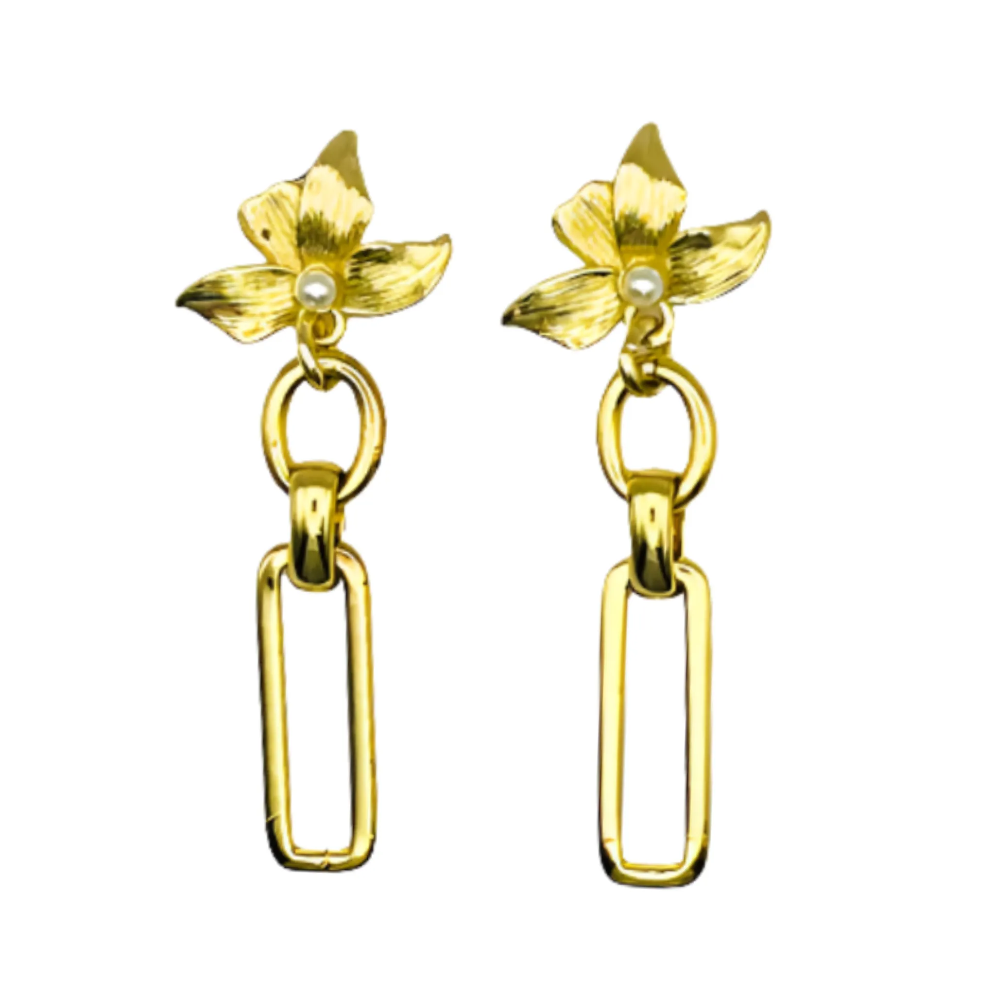 Charm Earrings- Floral Chain