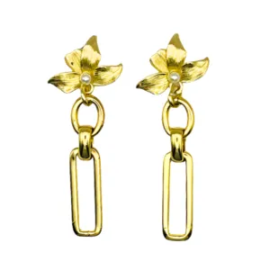Charm Earrings- Floral Chain