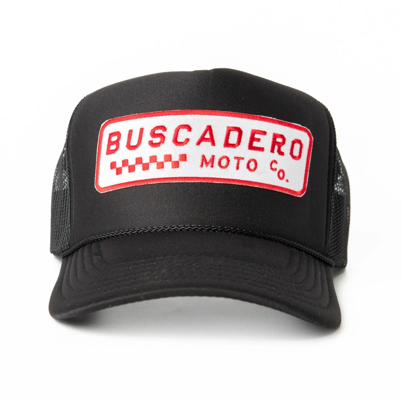 'Checker Moto’ Foam Trucker Hat - Black