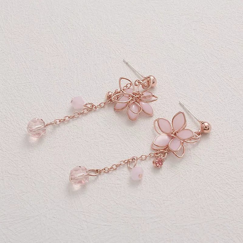 Chic Crystal Cherry Blossom Dangle Earrings