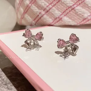 Chic CZ Inlaid Dangle Star Crystal Butterfly Bowknot Earrings