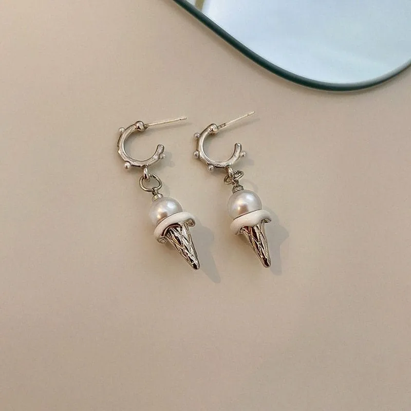 Chic Dangling Ice Cream Pearl Earrings