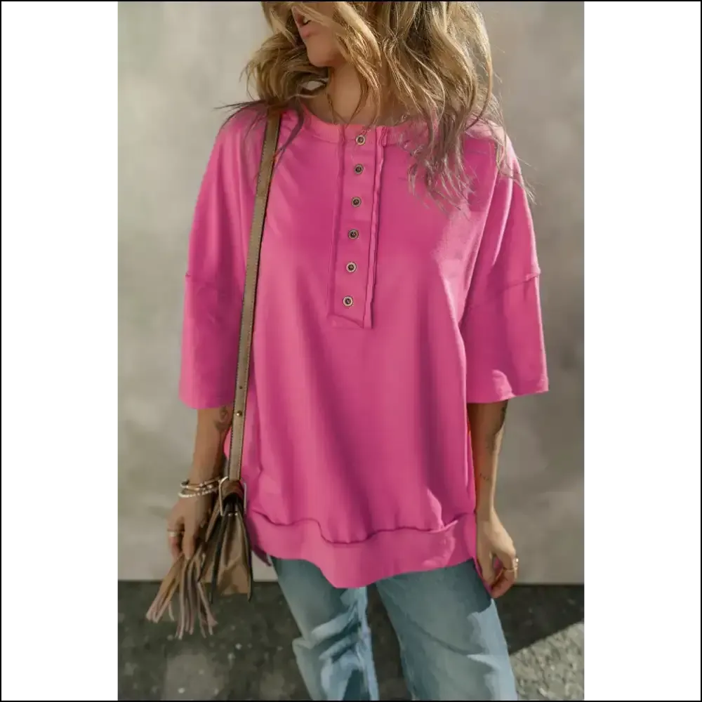 Chic Half Snap Dropped Shoulder Sweatshirt