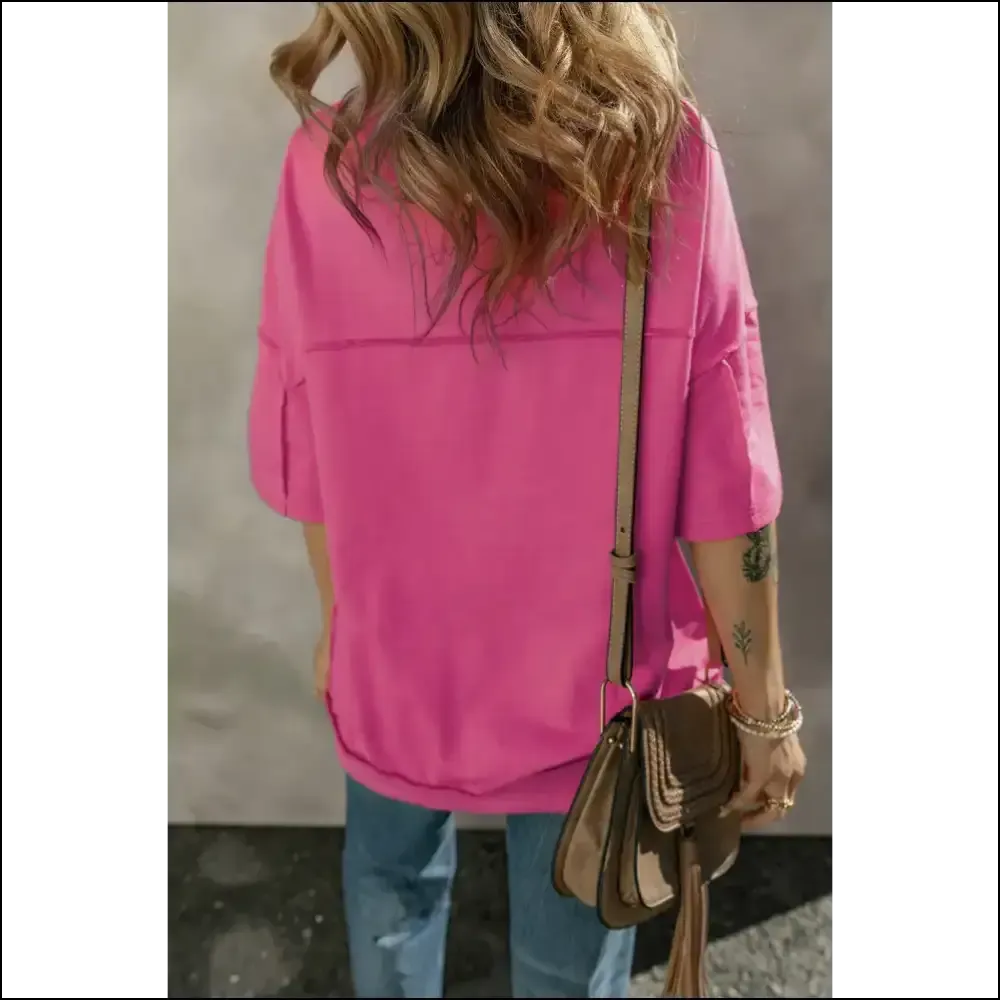 Chic Half Snap Dropped Shoulder Sweatshirt