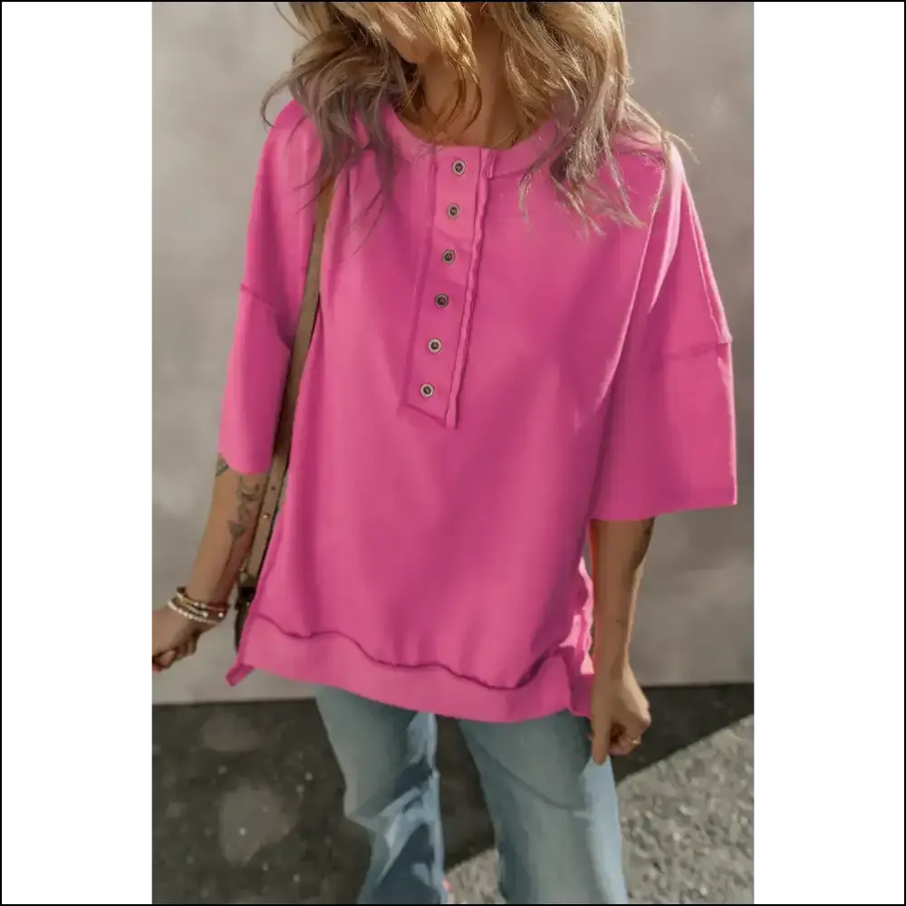 Chic Half Snap Dropped Shoulder Sweatshirt