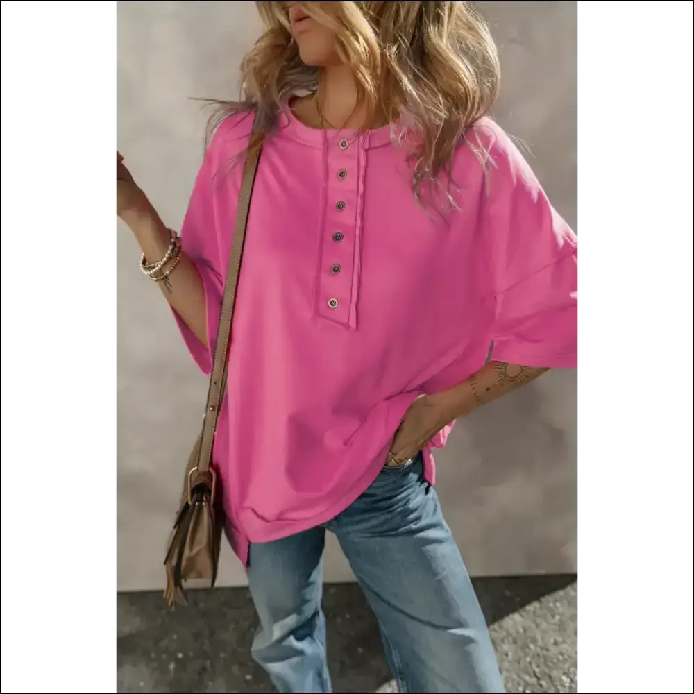 Chic Half Snap Dropped Shoulder Sweatshirt