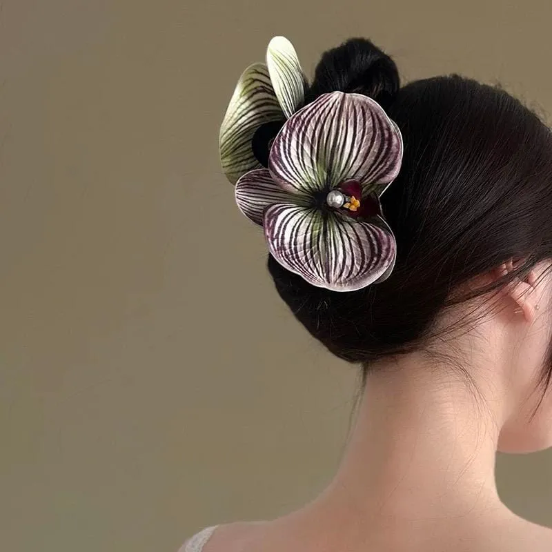 Chic Textured Orchid Flower Hair Clip Hair Claw