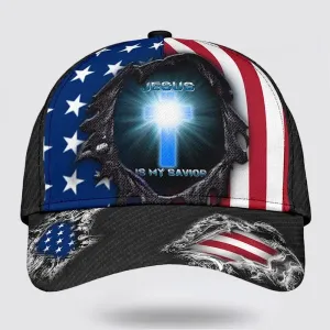 Christianartbag Hat, Personalized Name Classic Cap with Jesus Is My Savior Cross Light Design, Personalized Hat, Christian Hat, CABHAT06141223.