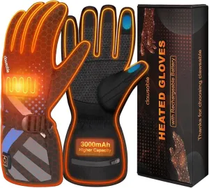 clawsable Heated Gloves for Men & Women, 3000mAh Rechargeable Long-Lasting Waterproof Heated Motorcycle Gloves, 3-Temp Heated Work Hand Warming Hunting Gloves for Winter Skiing Camping