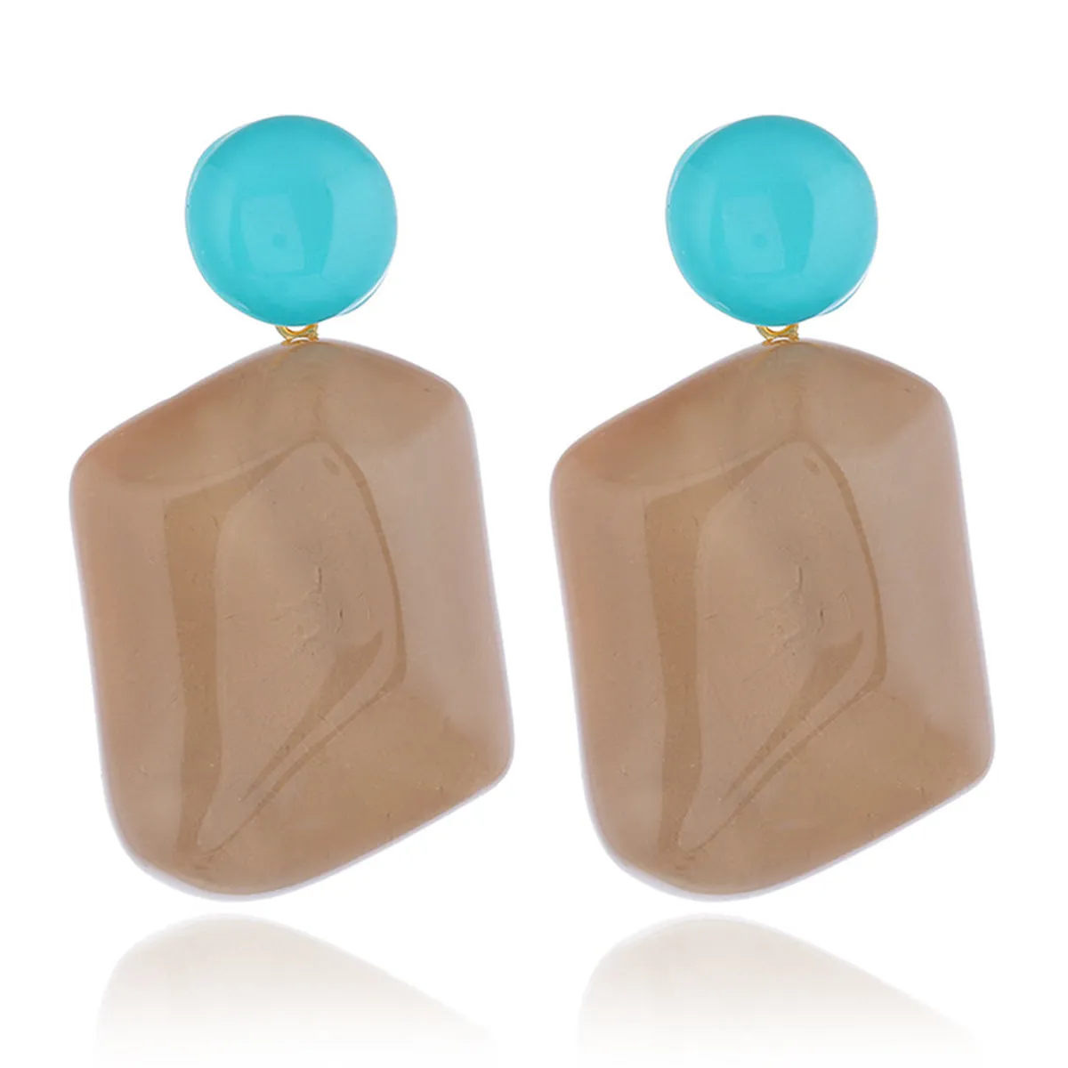 Coffee Resin & 18K Gold-Plated Rectangle Drop Earrings