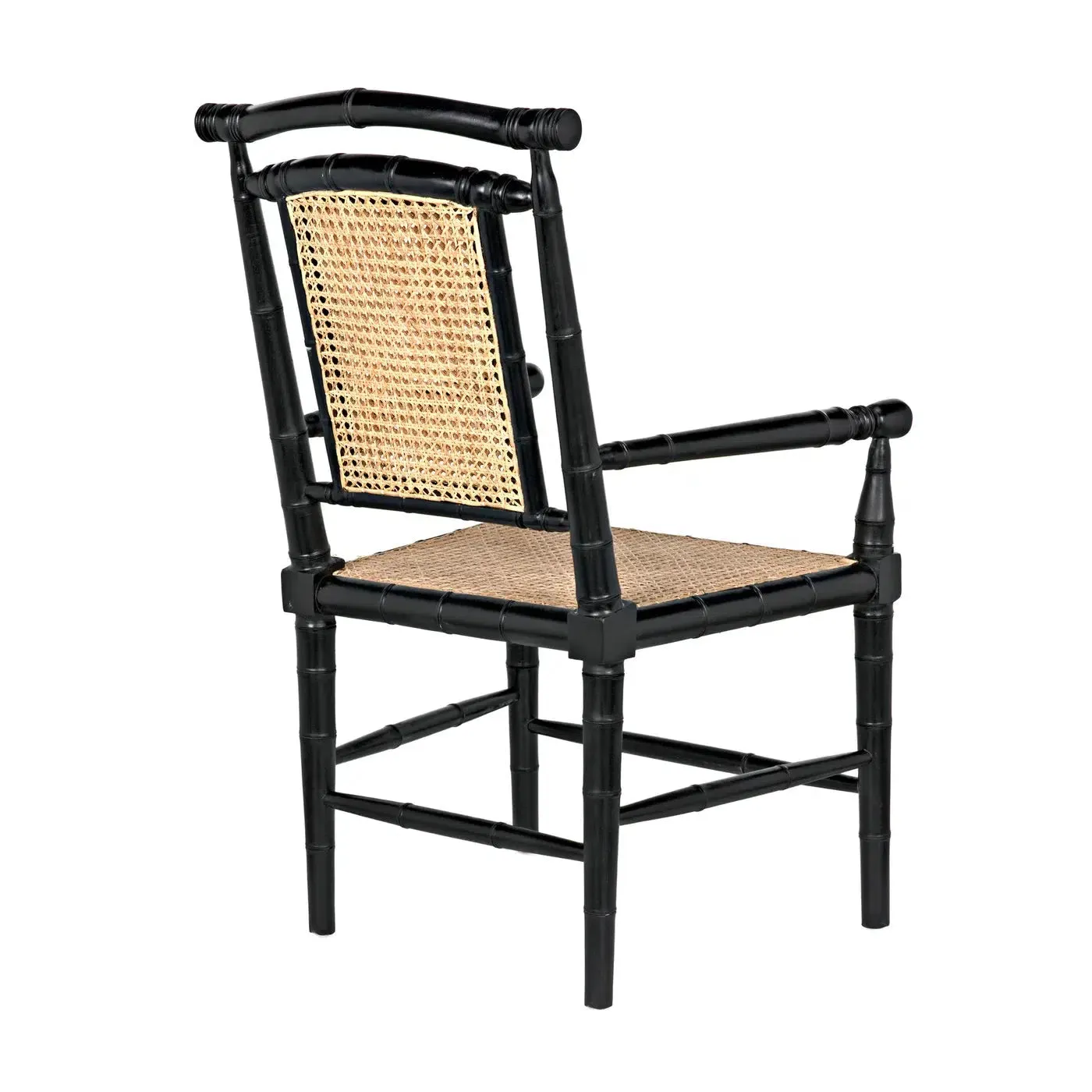 Colonial Bamboo Arm Chair, Hand Rubbed Black
