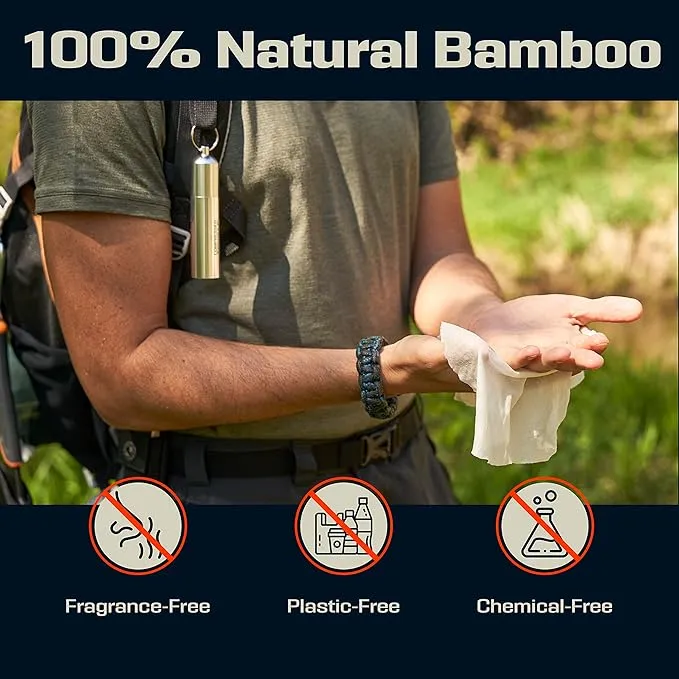 Compressed Towel Tablets - 100% Bamboo Camping Toilet Paper Tablets, Great for Hiking, Travel and Backpacking - Disposable Washcloths, Body Wipes, Paper Towel Coin Tissue - 100/250/500 Pack with Metal Waterproof Cases