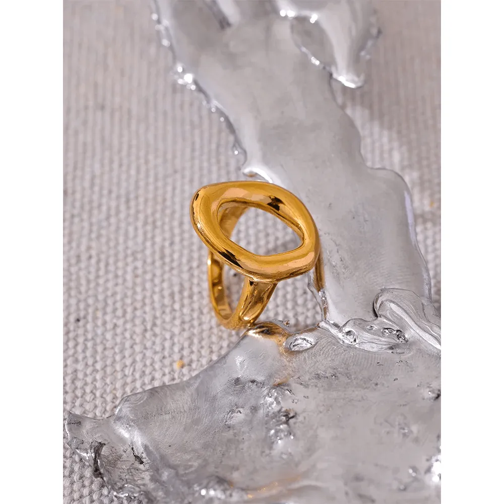 Creative Stainless Steel Geometric Hollow Golden Minimalist Ring
