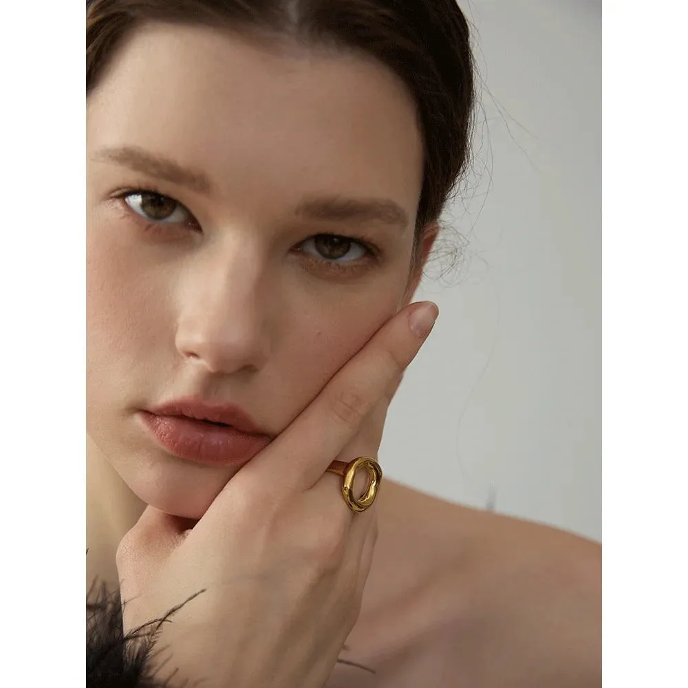 Creative Stainless Steel Geometric Hollow Golden Minimalist Ring