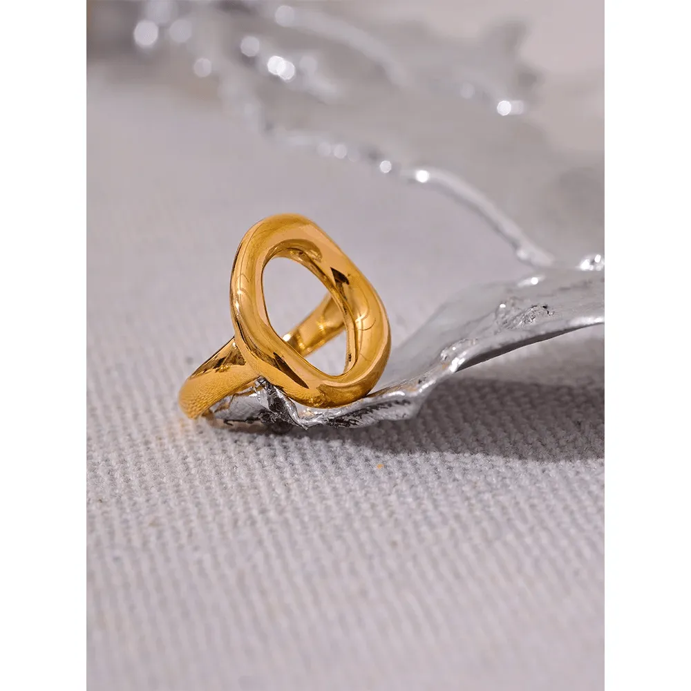 Creative Stainless Steel Geometric Hollow Golden Minimalist Ring