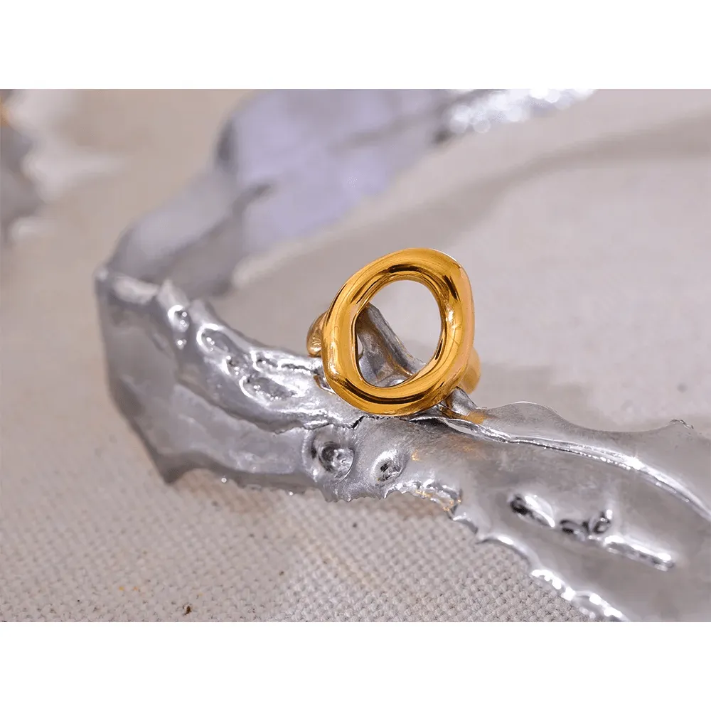 Creative Stainless Steel Geometric Hollow Golden Minimalist Ring