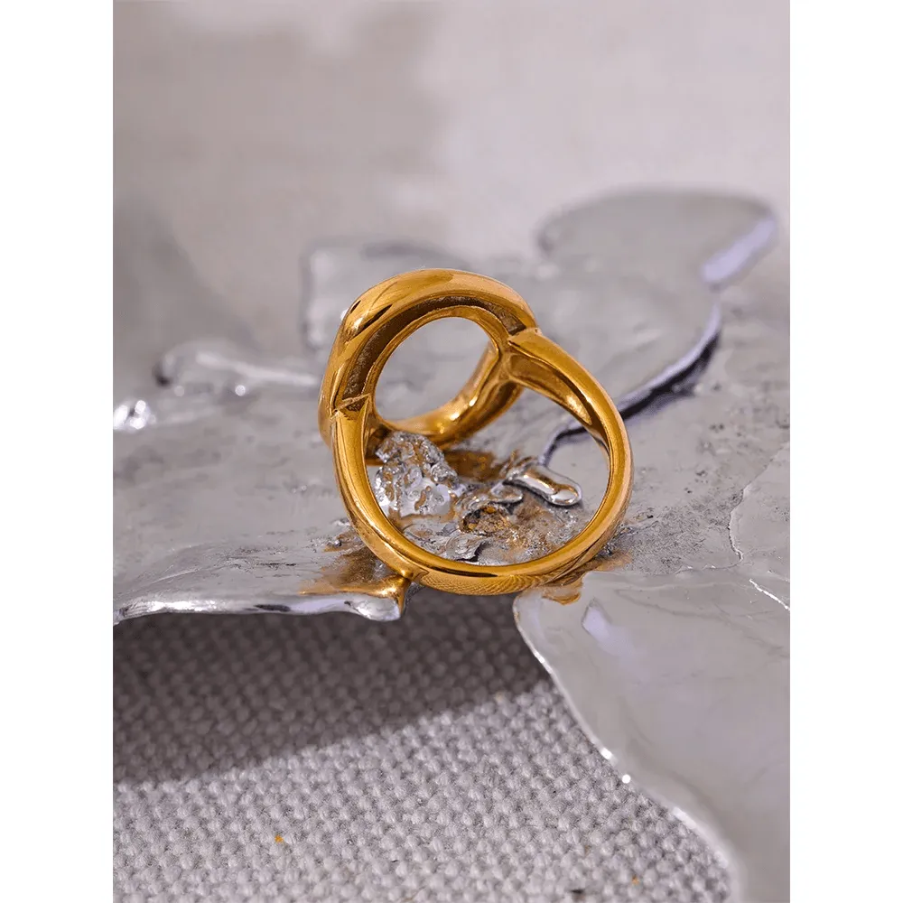 Creative Stainless Steel Geometric Hollow Golden Minimalist Ring