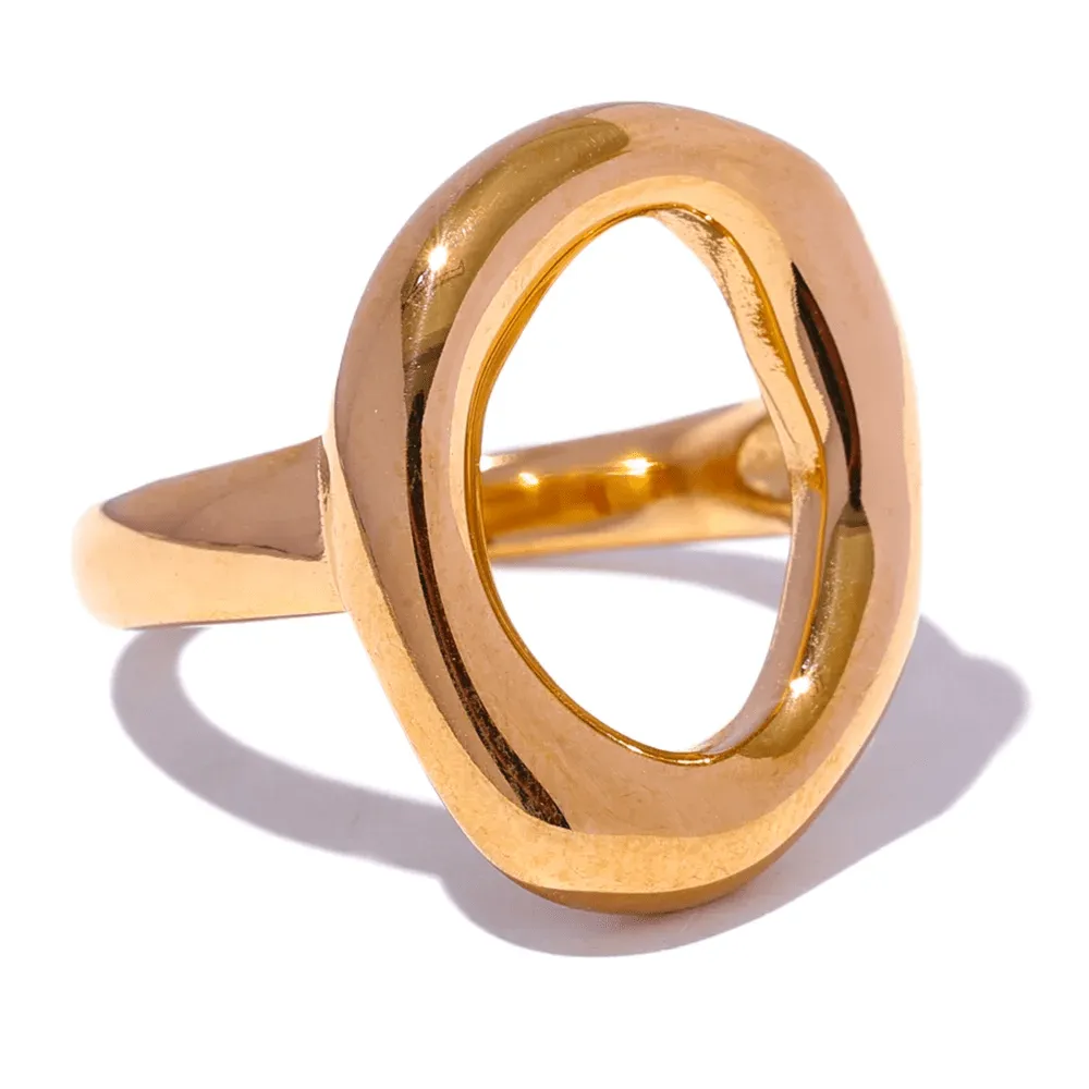 Creative Stainless Steel Geometric Hollow Golden Minimalist Ring