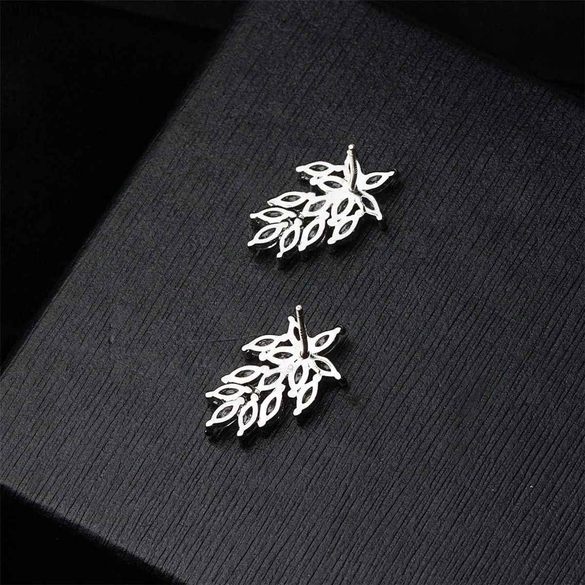 Crystal & Silver-Plated Leaf Cluster Stud Earrings