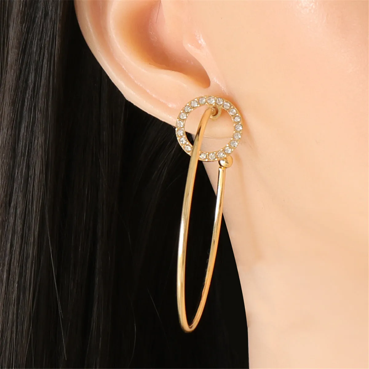 Cubic Zirconia & 18K Gold-Plated Hoop Earrings