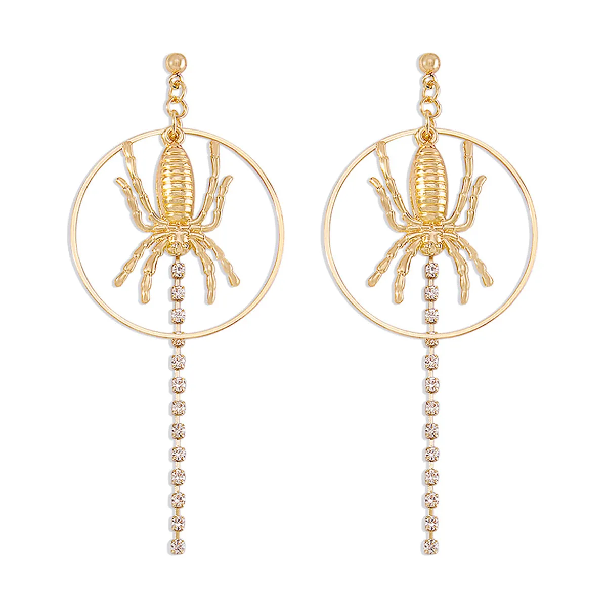 Cubic Zirconia & 18K Gold-Plated Spider Circle Drop Earring