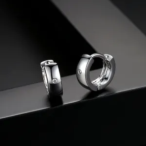 Cubic Zirconia & Silver-Plated Huggie Earrings
