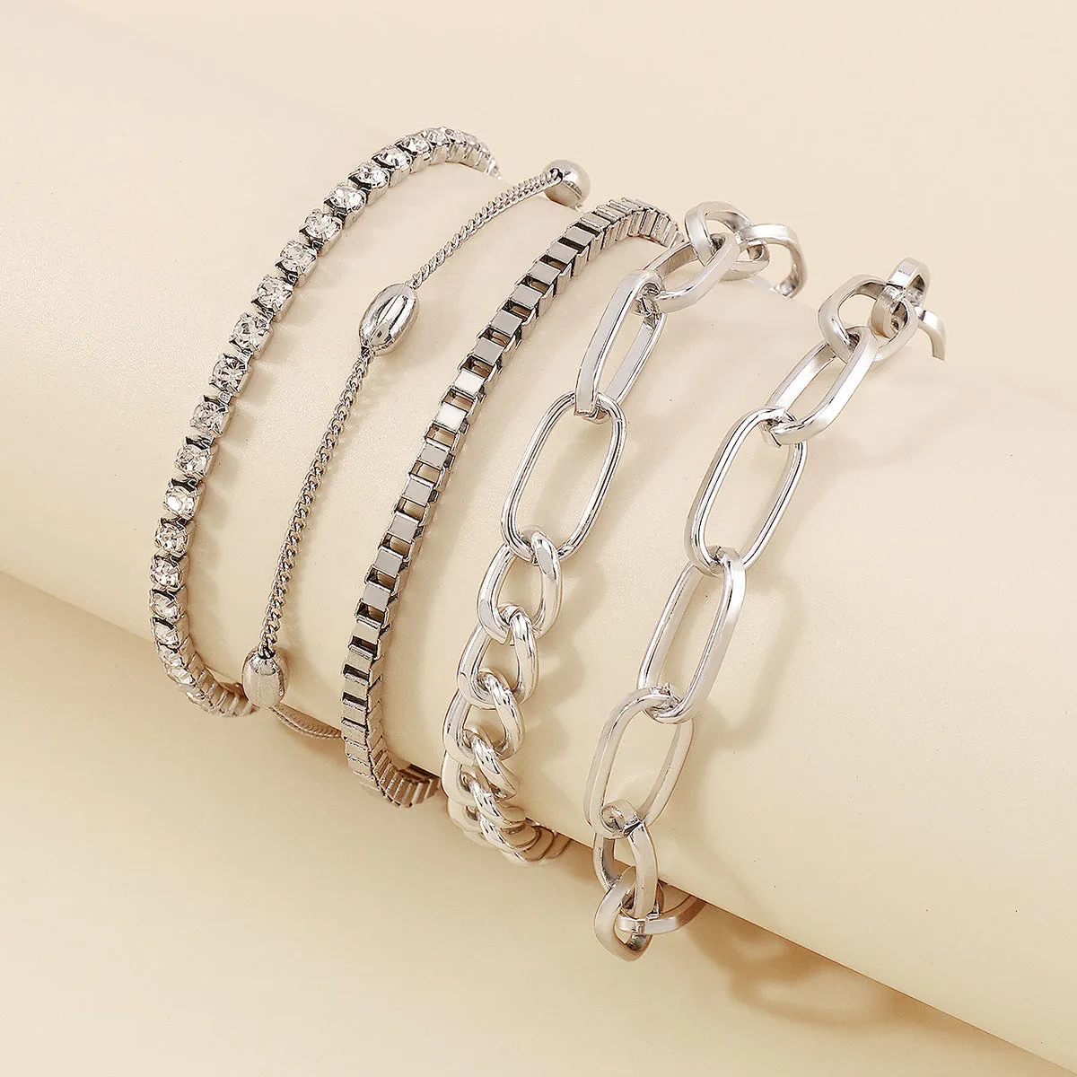 Cubic Zirconia & Silver-Plated Tennis Cable Chain Bracelet Set