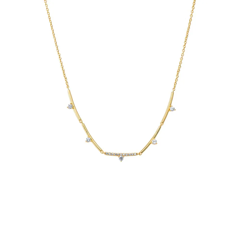 CZ Accented Bar Chain Necklace