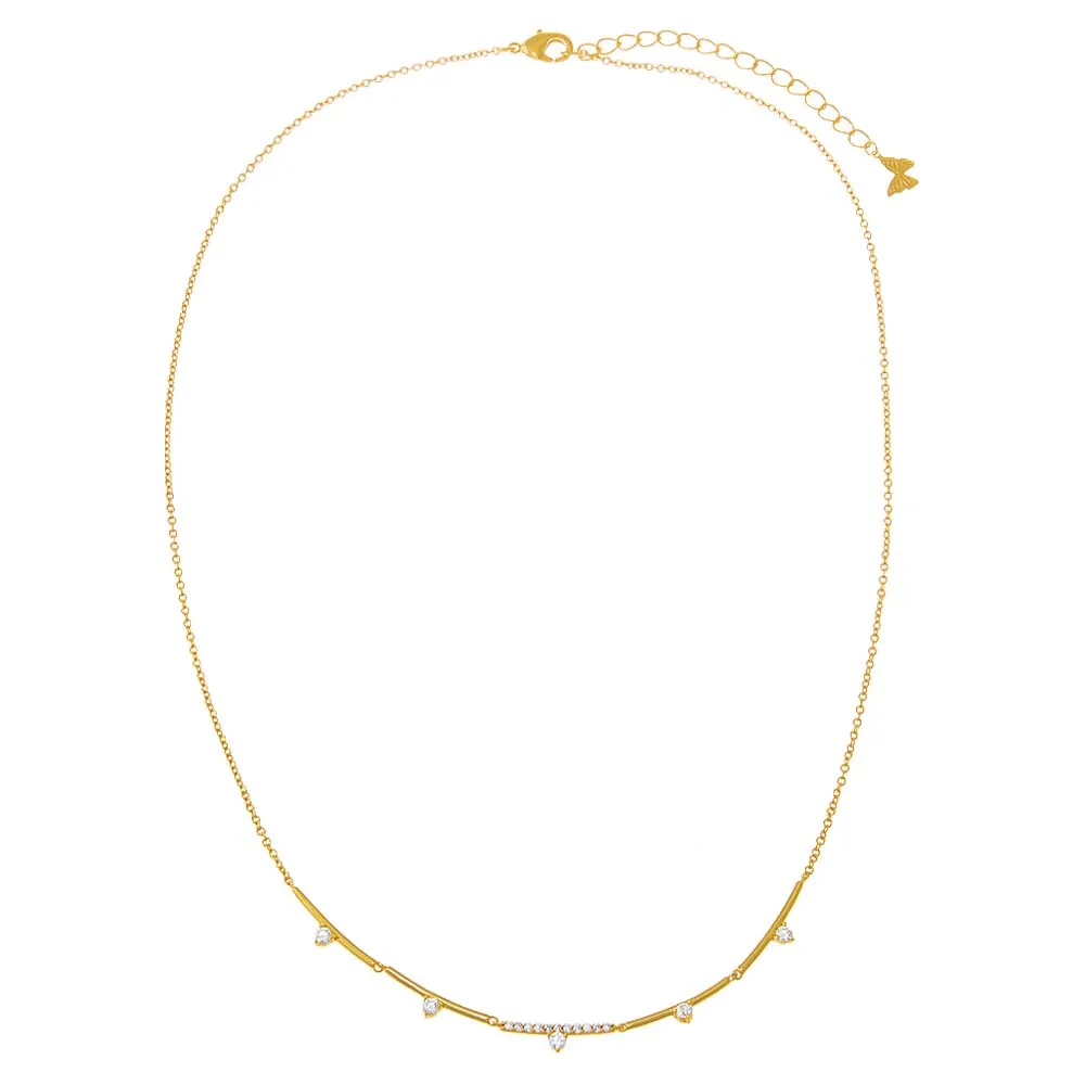 CZ Accented Bar Chain Necklace