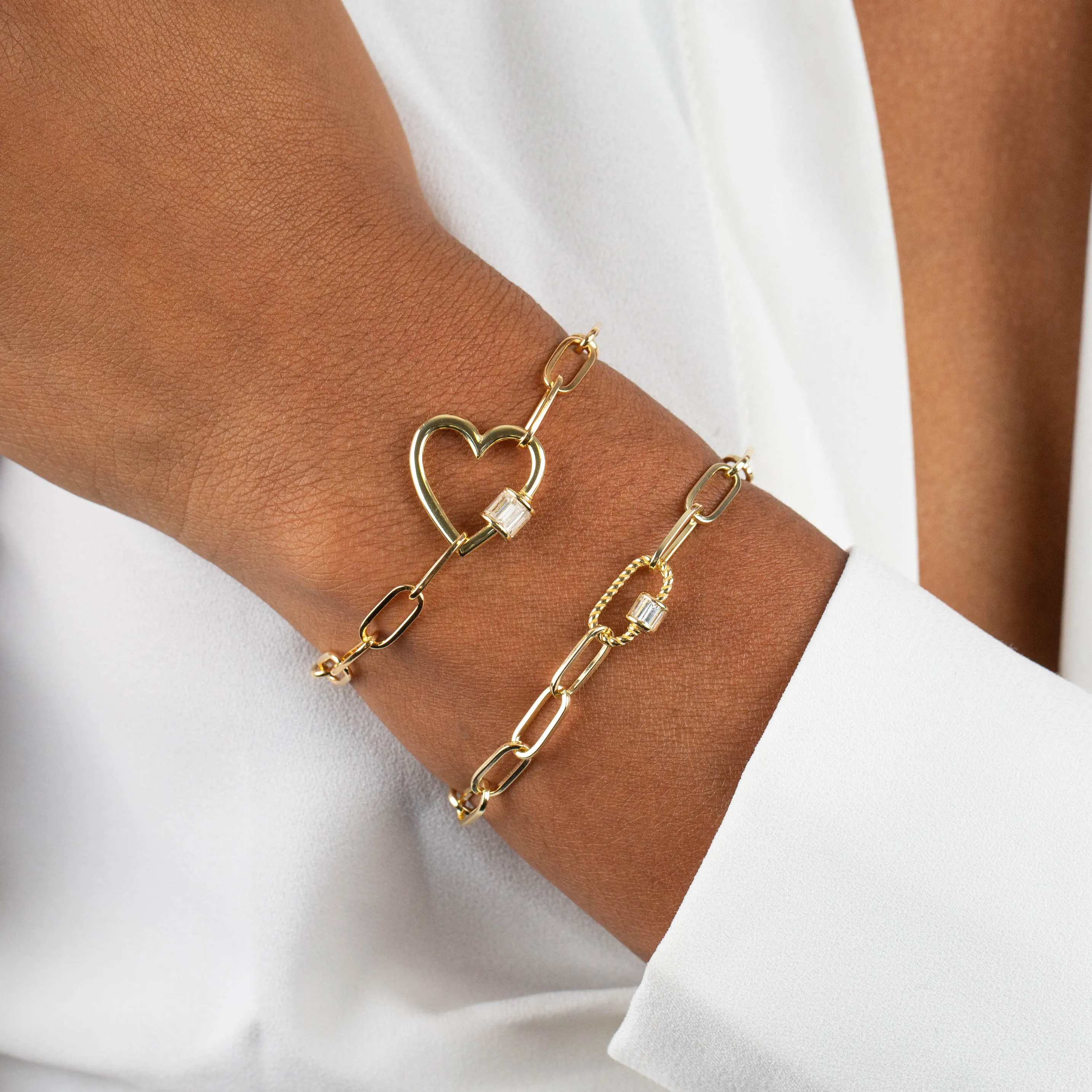 CZ Baguette Rope Toggle Link Bracelet