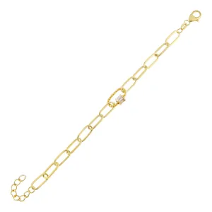 CZ Baguette Rope Toggle Link Bracelet