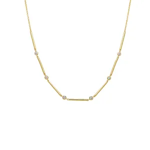 CZ Bezel Bar Chain Necklace