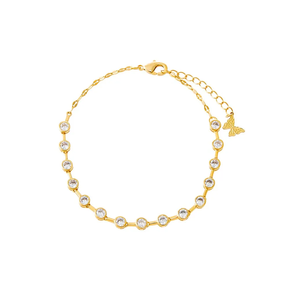 CZ Bezel Half Link Bracelet