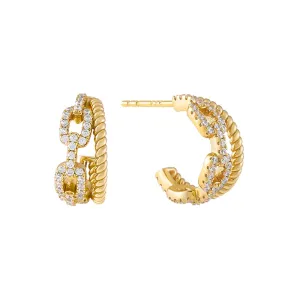CZ Box Link x Rope Double Hoop Earring