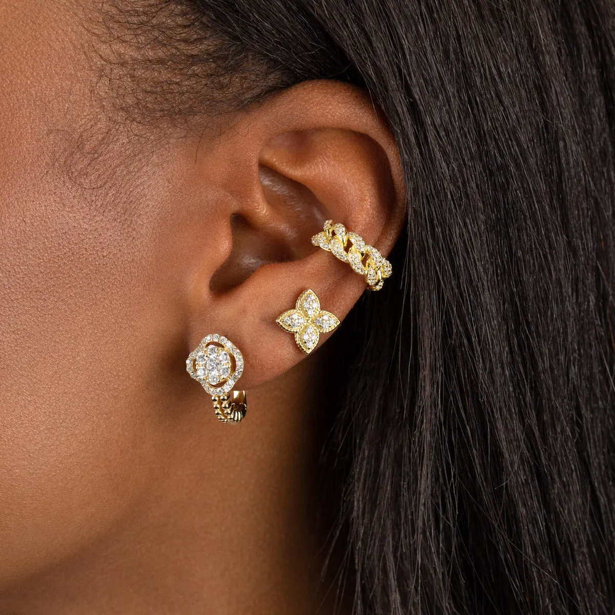 CZ Flower Stud Earring
