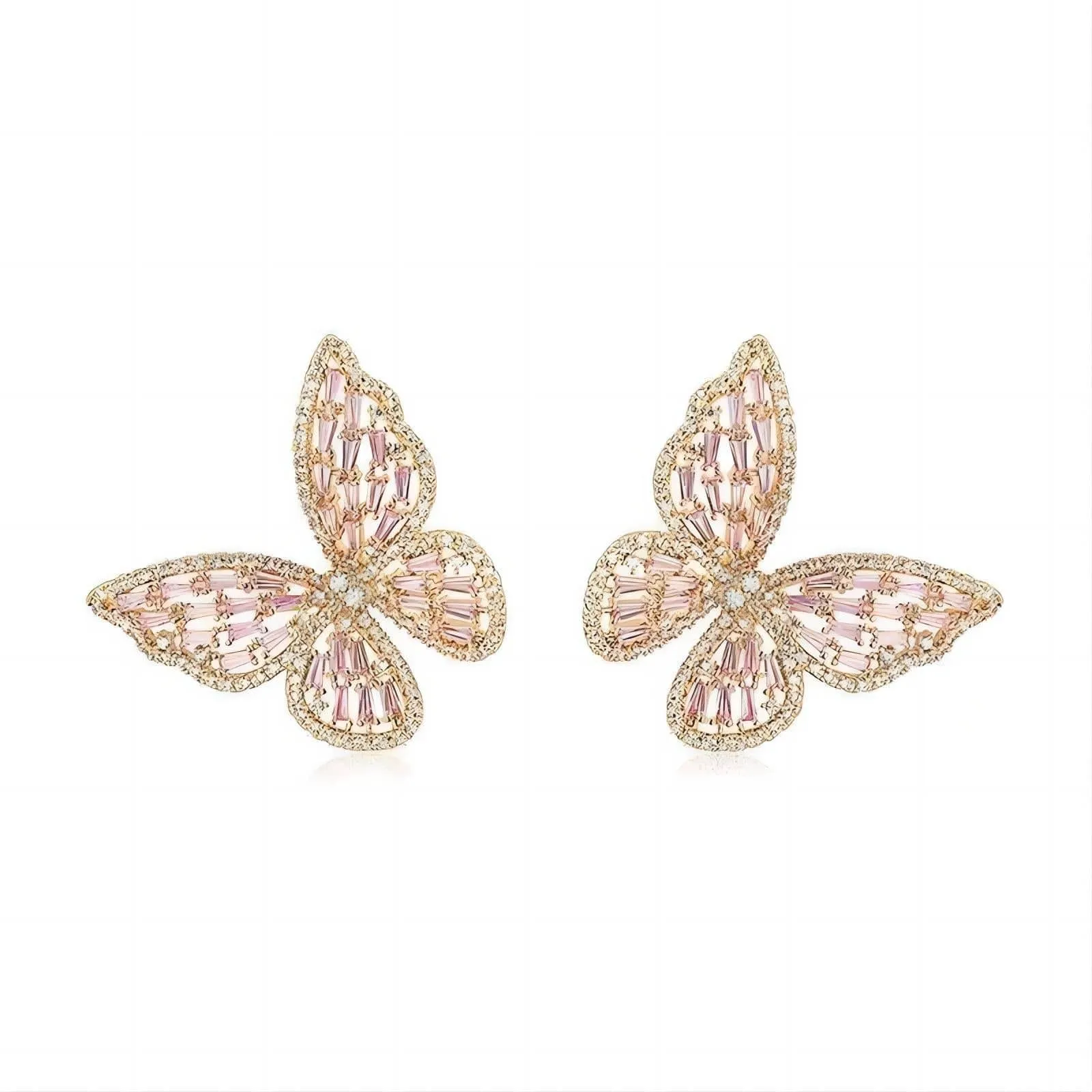 CZ Inlaid Hollowed-out Butterfly S925 Earposts Stud Earrings