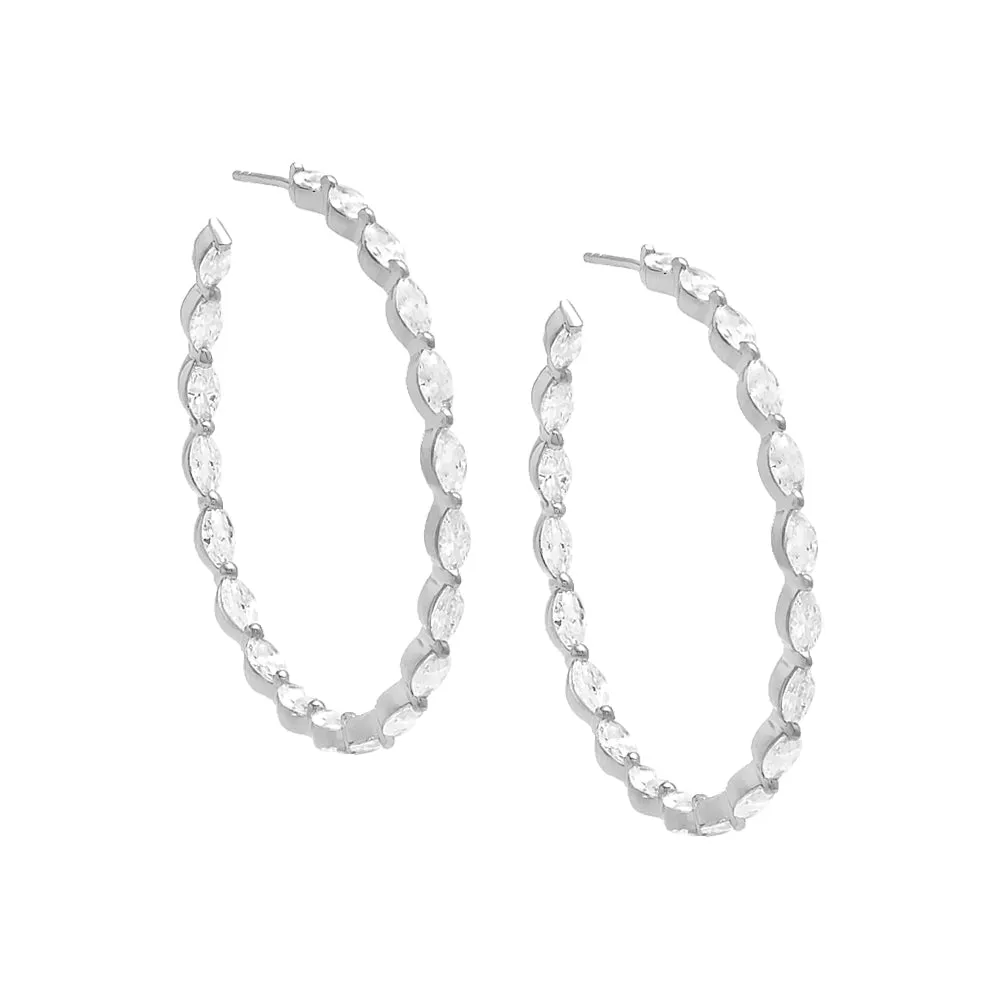 CZ Multi Marquise Open Hoop Earring