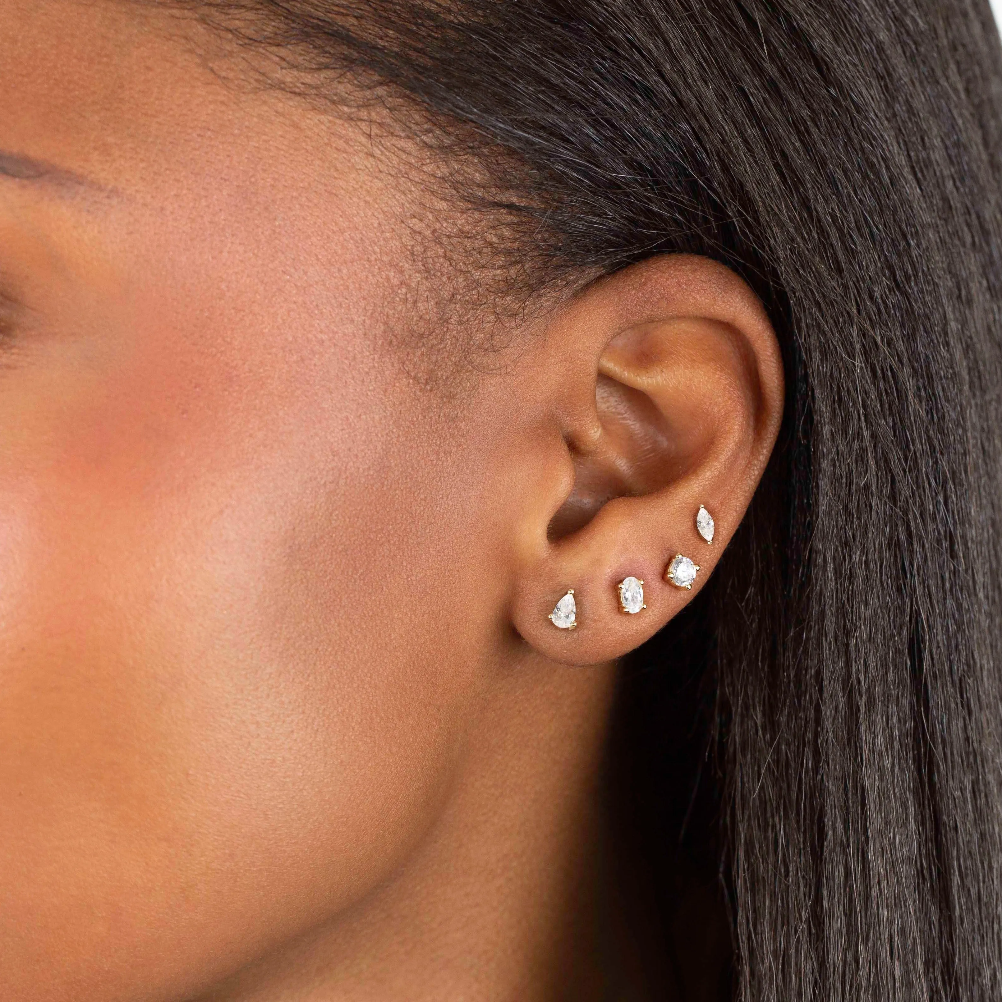 CZ Multi Stone Stud Earring Combo Set