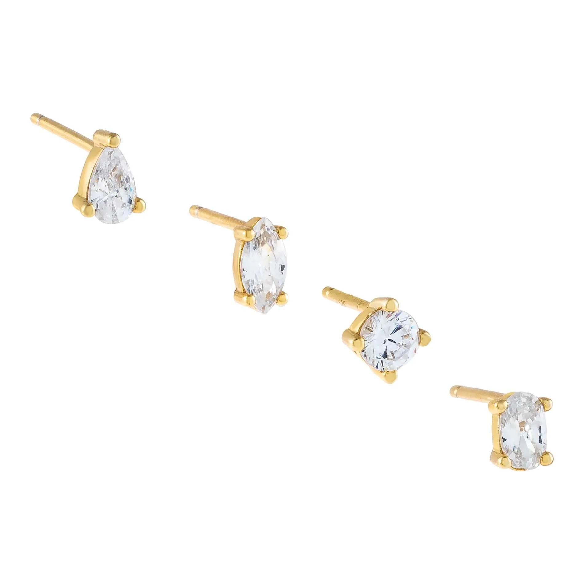 CZ Multi Stone Stud Earring Combo Set
