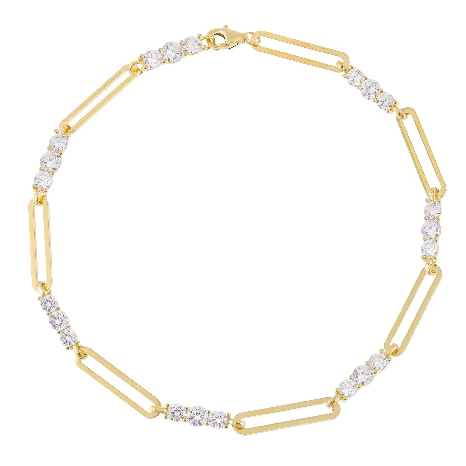 CZ Paperclip Anklet